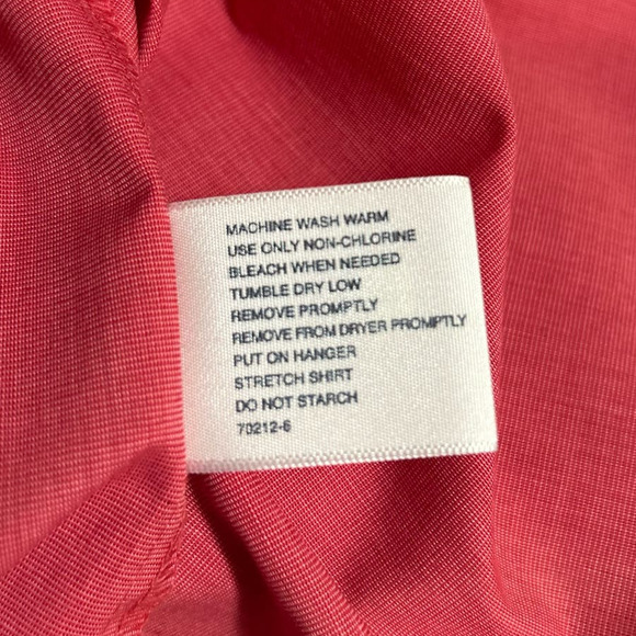 Stafford Winkle Free Men's Red Broadcloth Long Sleeve Button Front Shirt Size 16 - Picture 4 of 5